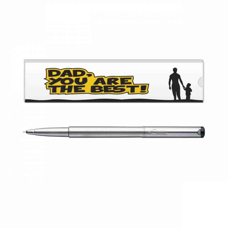 Parker Vector Stainless Steel CT Roller Ball Pen with Dad Quote-1, 9000020195