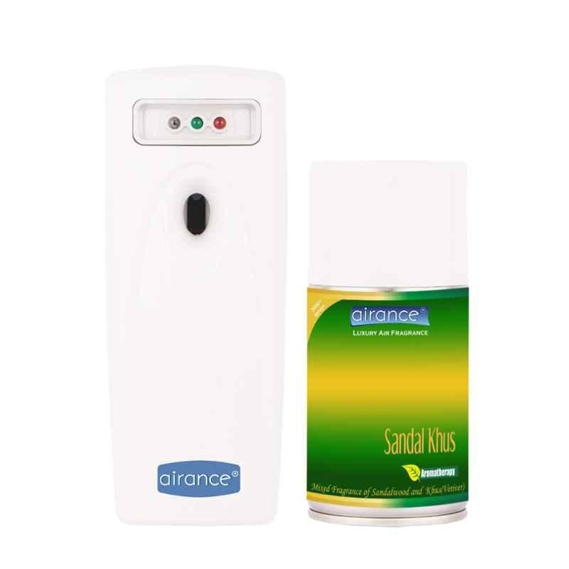 Airance Automatic Air Freshener Dispenser with 250ml Sandal Khus Refill Bottle, Air-CMB-DISP-LED-A3-SK-11