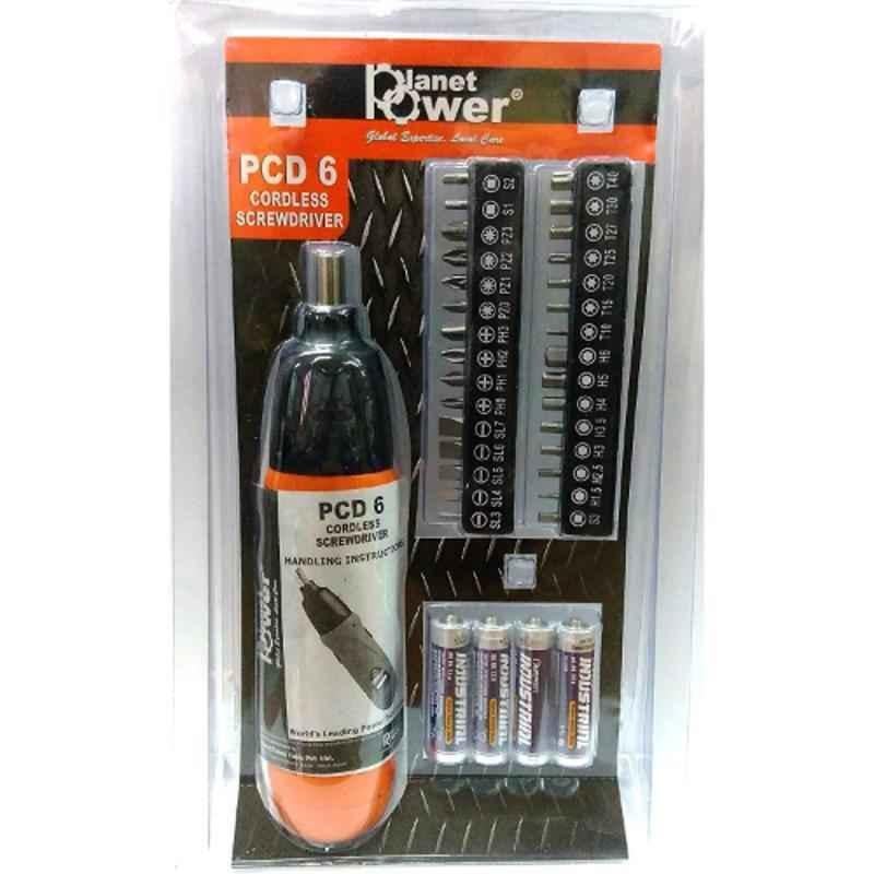 Planet Power 6VDC Orange Cordless Screw Driver, PCD6