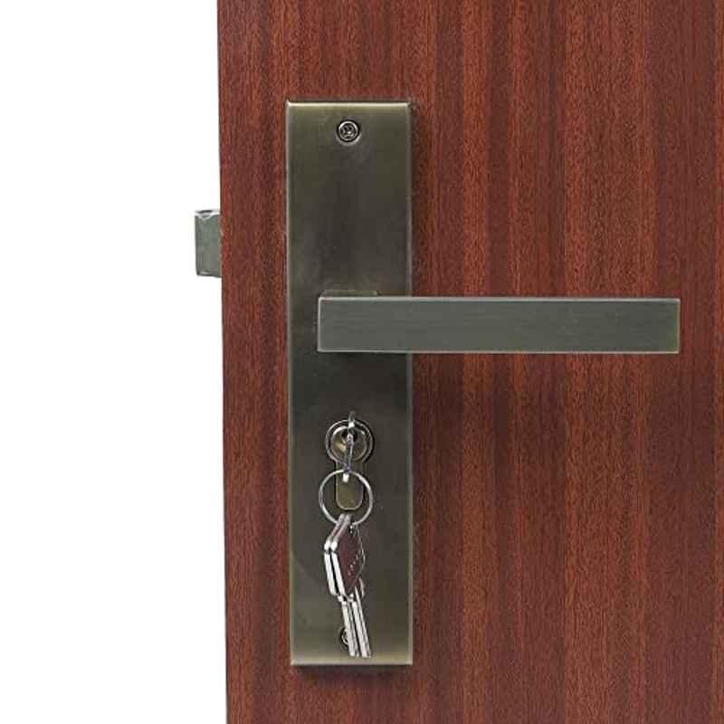 Homexpert LB-301 8 inch Stainless Steel Antique Brass Finish Cylindrical Plate Both Side Key Mortise Door Lock Set