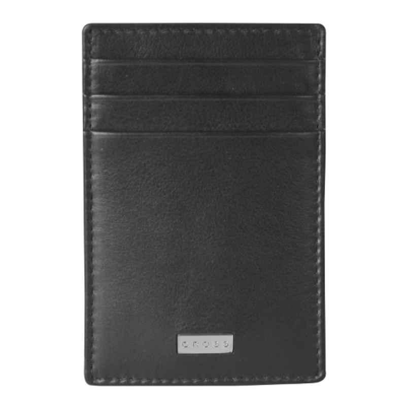 Cross Insignia 8x5cm Black Leather Money Clip Wallet, AC248536B-1