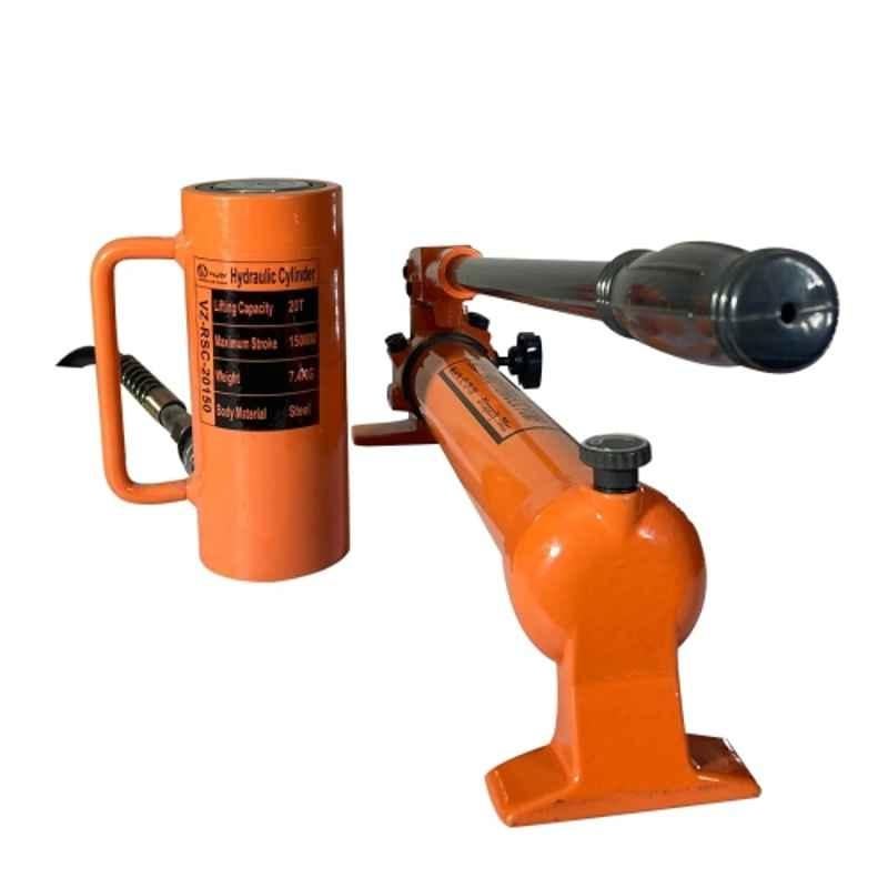 Voltz VZ-RSC-20150 20 Ton 355mm Alloy Steel Hydraulic Jack with VZ-CP-700 Single Acting Hydraulic Hand Pump