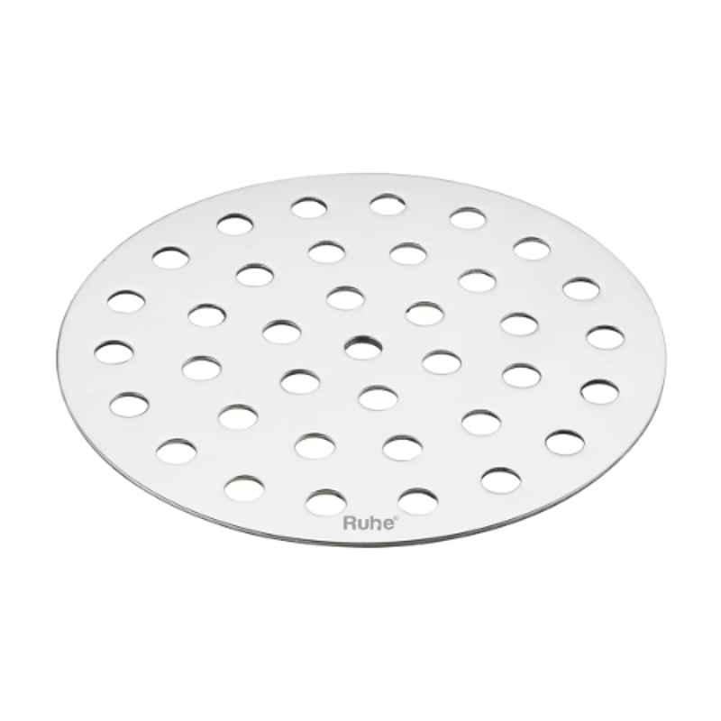 Ruhe 4 inch Stainless Steel Gloss Finish Plain Polka Floor Drain Round Jali, 16-0610-30 (Pack of 4)