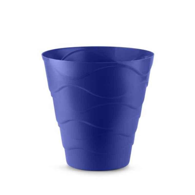Blume Swirl 8 inch Royal Blue Plastic Round Flower Pot, MC-SL-RB-1