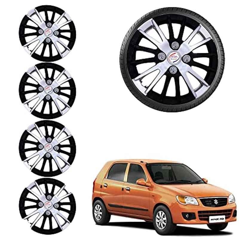 Auto Pearl 4 Pcs 13 inch ABS Black & Grey Car Wheel Cover Set for Maruti Suzuki Alto K10 Old