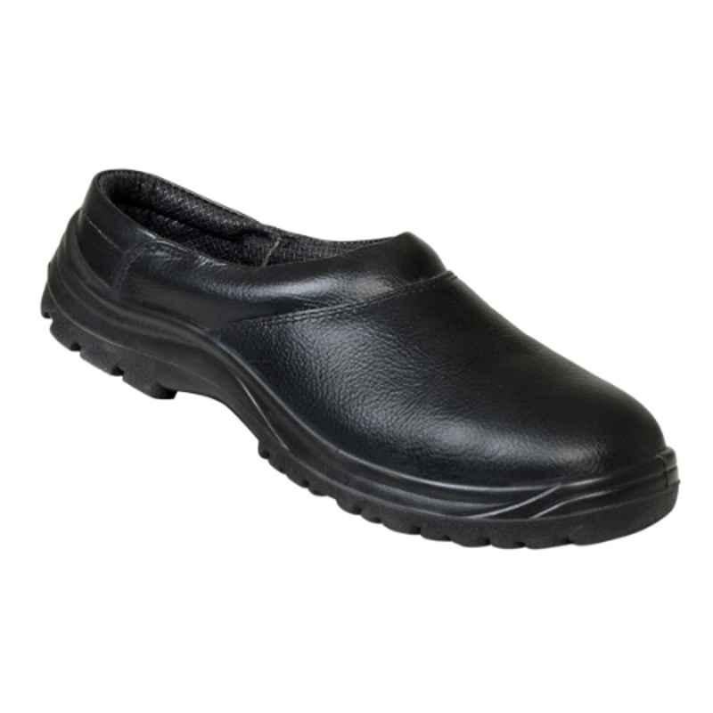 NEOSafe A7032 Kitchen Chef Leather Fiber Toe Black Clogs Work Safety Shoes, Clog1-8, Size 8