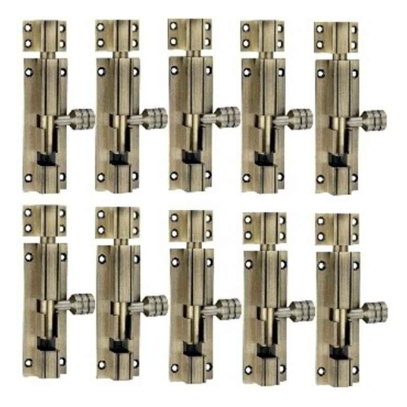 MSP M-2504 10 Pcs 6 inch Aluminium Brass Antique Finish Tower Bolt Set for Doors & Windows, M-2504AN6-10