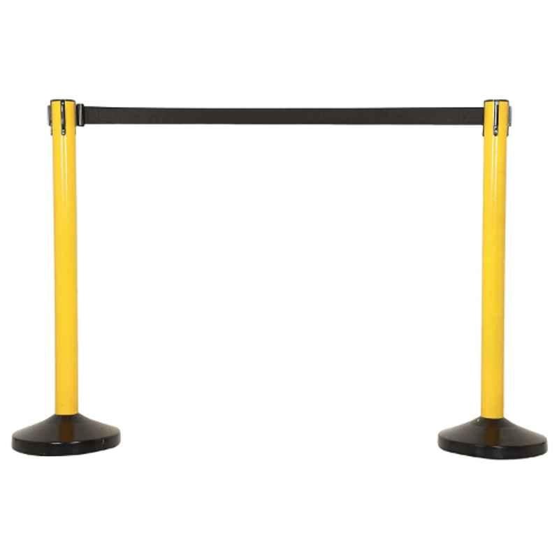 Ladwa 2 Pcs Stainless Steel Hook Type Yellow Barricade Set with 2.25m Nylon Belt, LSI-QMY-P2