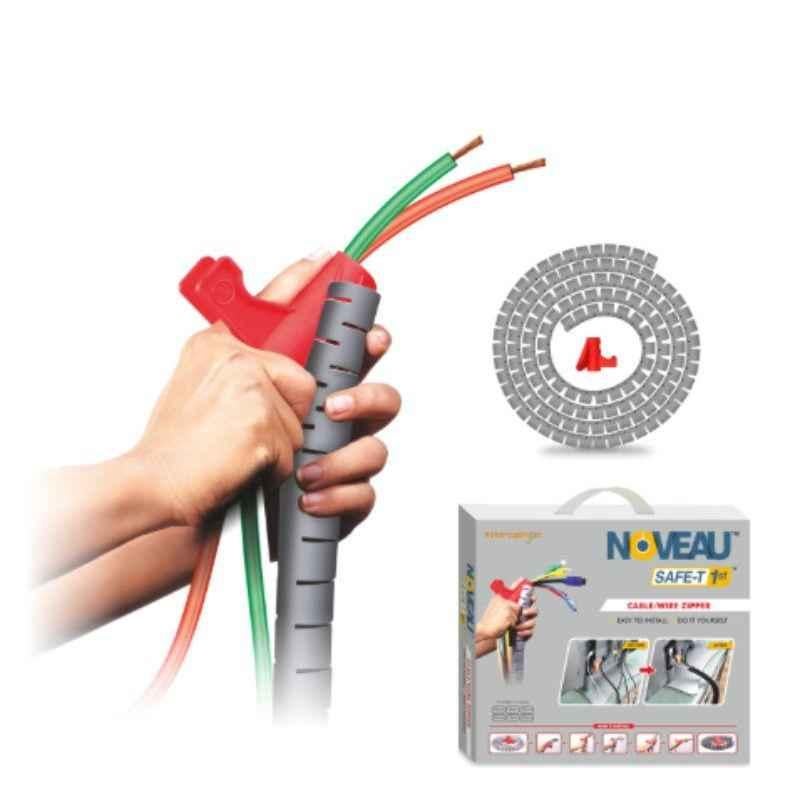 Noveau Safe-T-1ST 34mm 1.5mm Virgin HDPE Metallic Silver Cable Zipper with Colour Box, NSFZ34MS1105