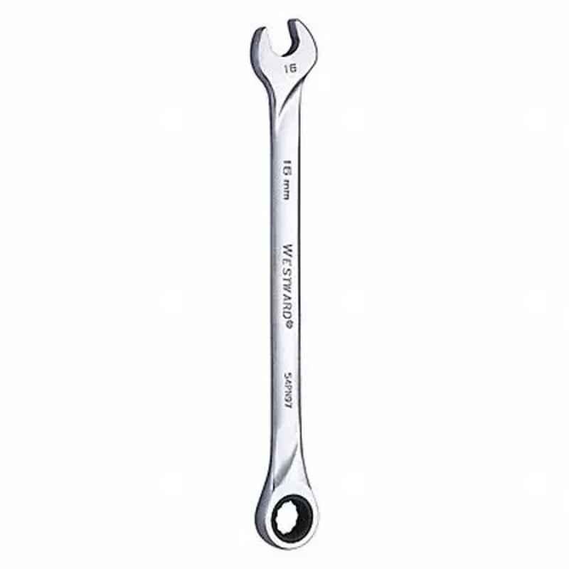 Westward 10-1/8 inch Alloy Steel Chrome Ratchet Wrench, 54PN97