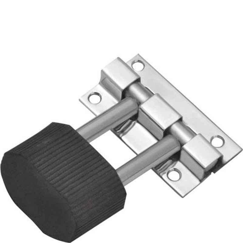 Nixnine 3 inch Stainless Steel Floor Dual Rod Door Stopper with Rubber Tip, DBL_A-512_1PS