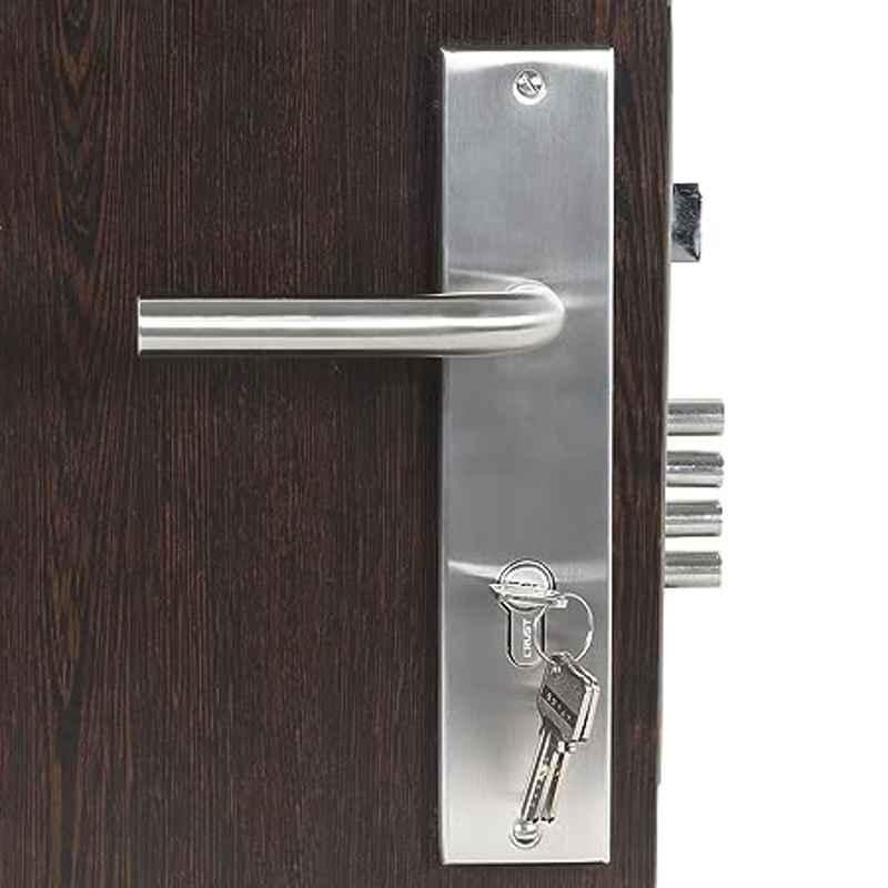 Handle Waala MG1106 10 inch 60mm Stainless Steel Silver Cylindrical Plate Both Side Key Mortise Door Lock Set