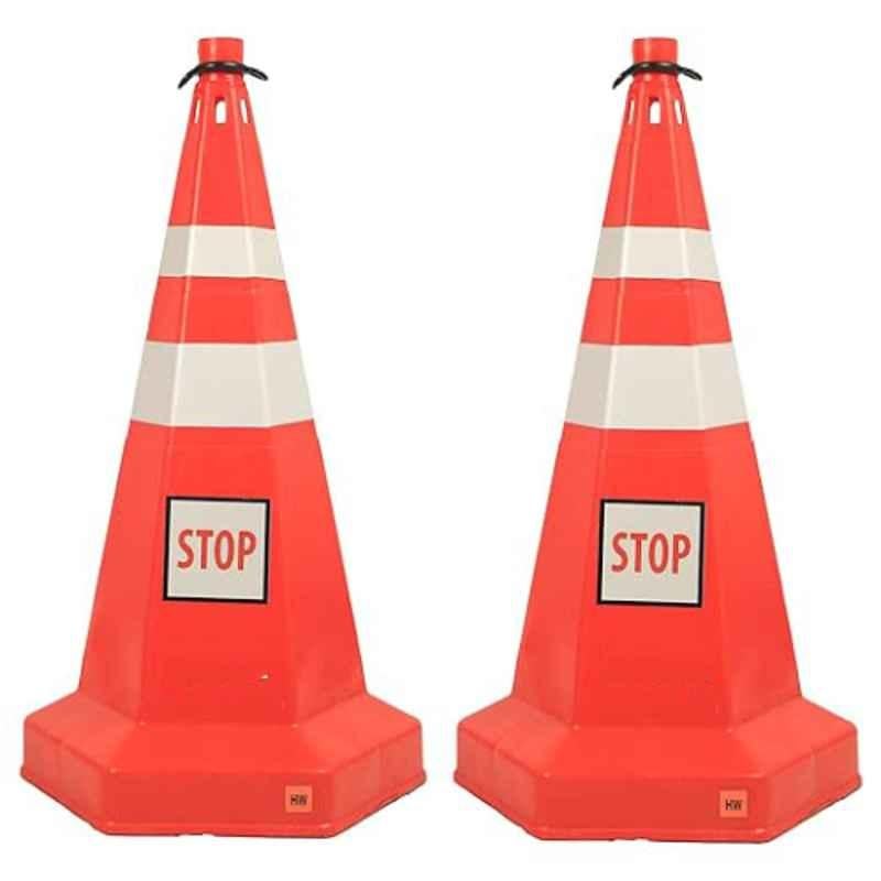 Nilkamal 750mm Orange Road Traffic Safety Cone with Stop Sign (Pack of 2)