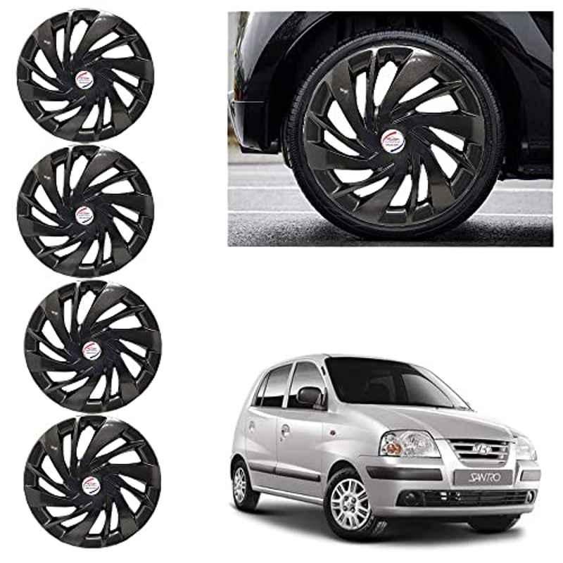 Auto Pearl 4 Pcs 13 inch ABS Black Car Wheel Cover Set for Hyundai Santro
