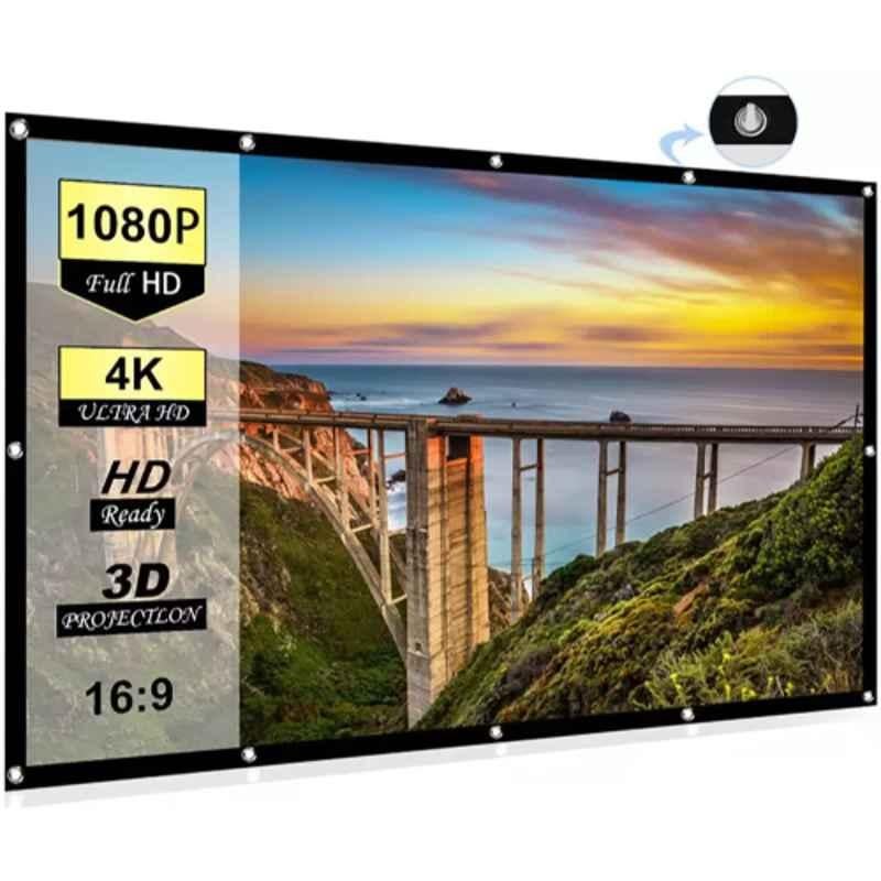 IBS UHD-3D-4K 150 inch White Double Sided Foldable Anti-Crease Portable Projector Screen for Home Theatre