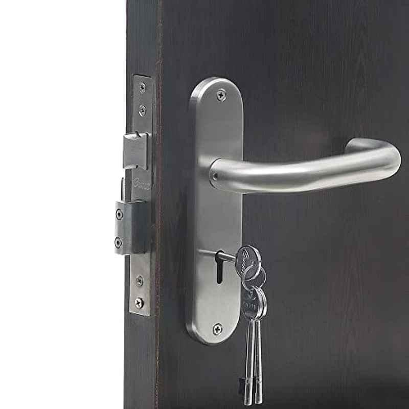 Saze 8 inch Stainless Steel 304 Round KY Plate Mortise Door Lock Handle Set with 3 Keys, MG1103