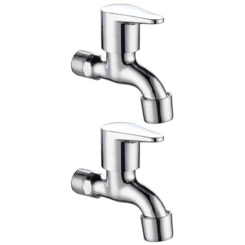 Drizzle VistaMini 2 Pcs Brass Chrome Finish Silver Bib Cock Set with Foam Flow, BIBVISTAMINI2