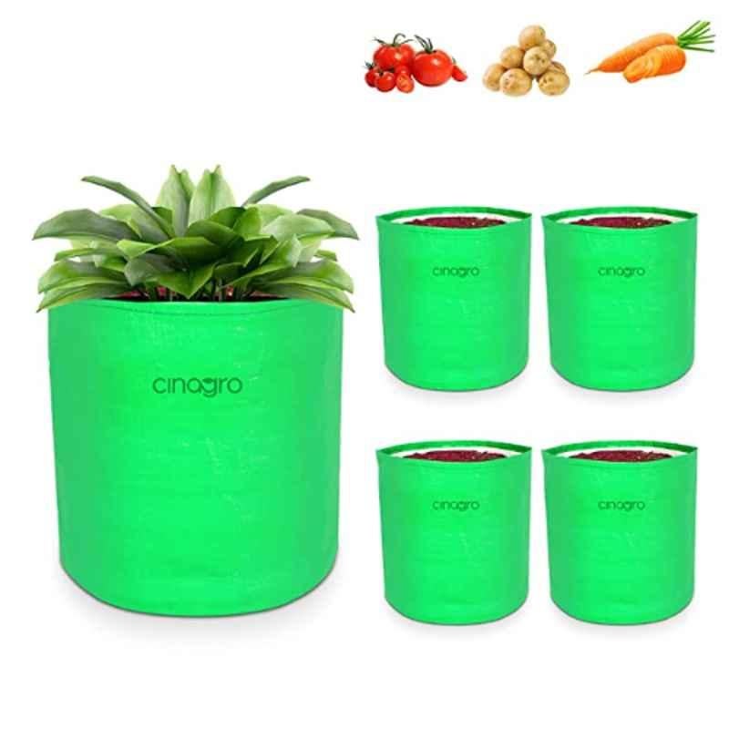 Cinagro 18x18 inch HDPE Green Grow Bag, CIN-HDP-250GSM18i-P5 (Pack of 5)