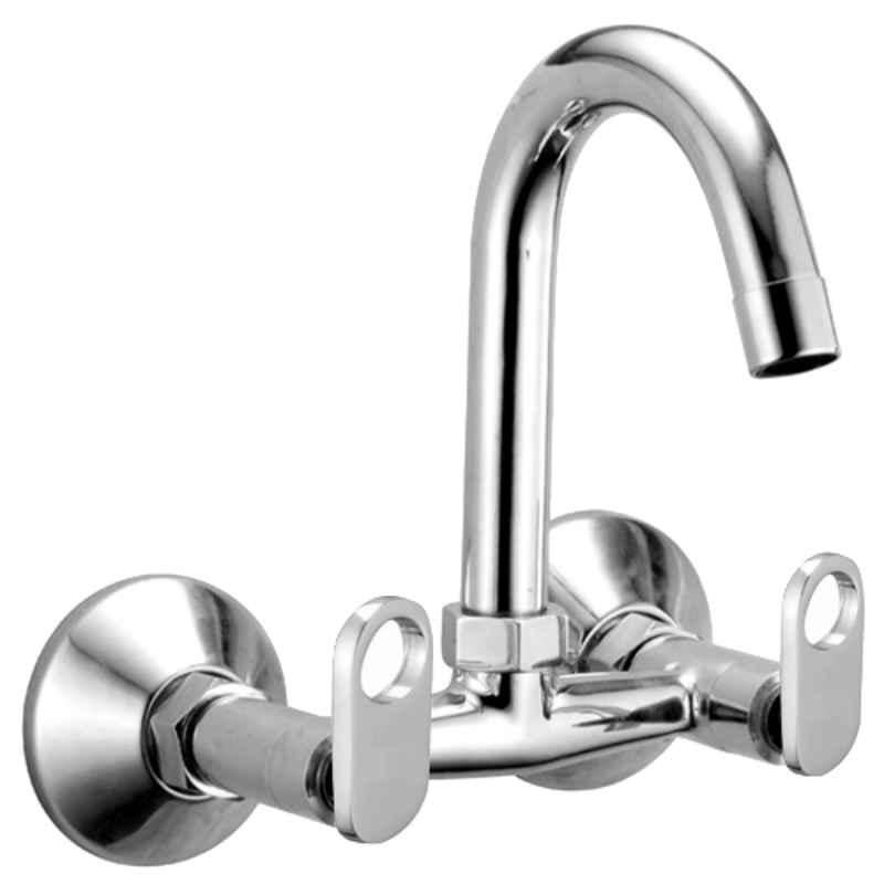 Drizzle Oreo 1/2 inch Brass Chrome Finish Kitchen Sink Mixer Tap with Quarter Turn & 360 deg Movable Spout