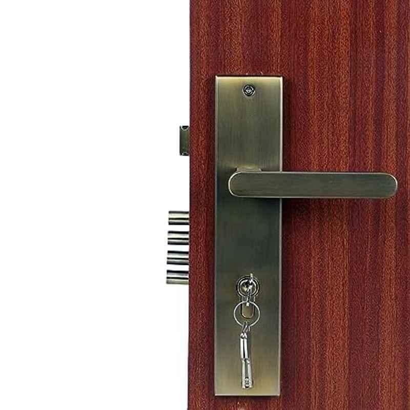 Handle Waala LB304 10 inch 60mm Stainless Steel Antique Brass Finish Cylindrical Plate Both Side Key Mortise Door Lock Set