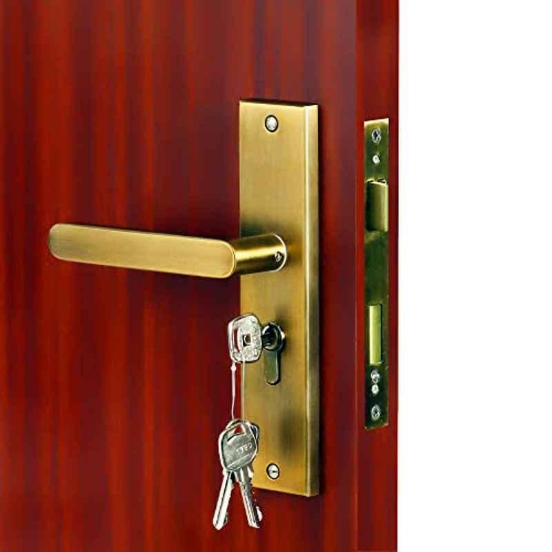 Homexpert MG304 8 inch 60mm Stainless Steel Antique Brass Finish Cylindrical Plate Both Side Key Mortise Door Lock Set