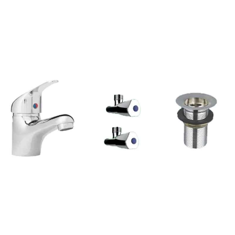 Mayur Ocich Trendy 4 Pcs Brass Chrome Plated Silver Wall Mount Wash Basin Set