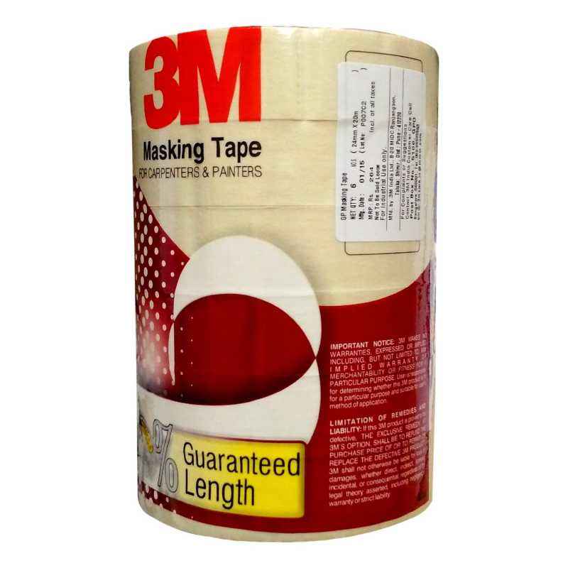 3M Carpenter  Width 18mm Length 20m Masking(GP) Tape (Pack of 8)