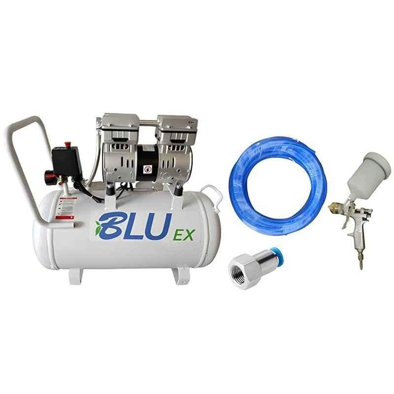 Bluex 1HP 50 Litre Oil Free Air Compressor with AIR Nozzle, Spray Gun & PU Pipe