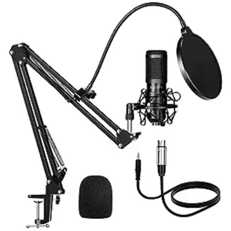 Bestor Professional Condenser Podcast Mic & Boom Arm Microphone Kit with Stand for Recording Studio Audio, Voice Dubbing, Singing (XLR)