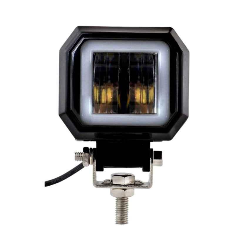 AllExtreme EX3HR1W 2.5 inch 20W Square White Fog Light with Red Halo Angel Eye Ring