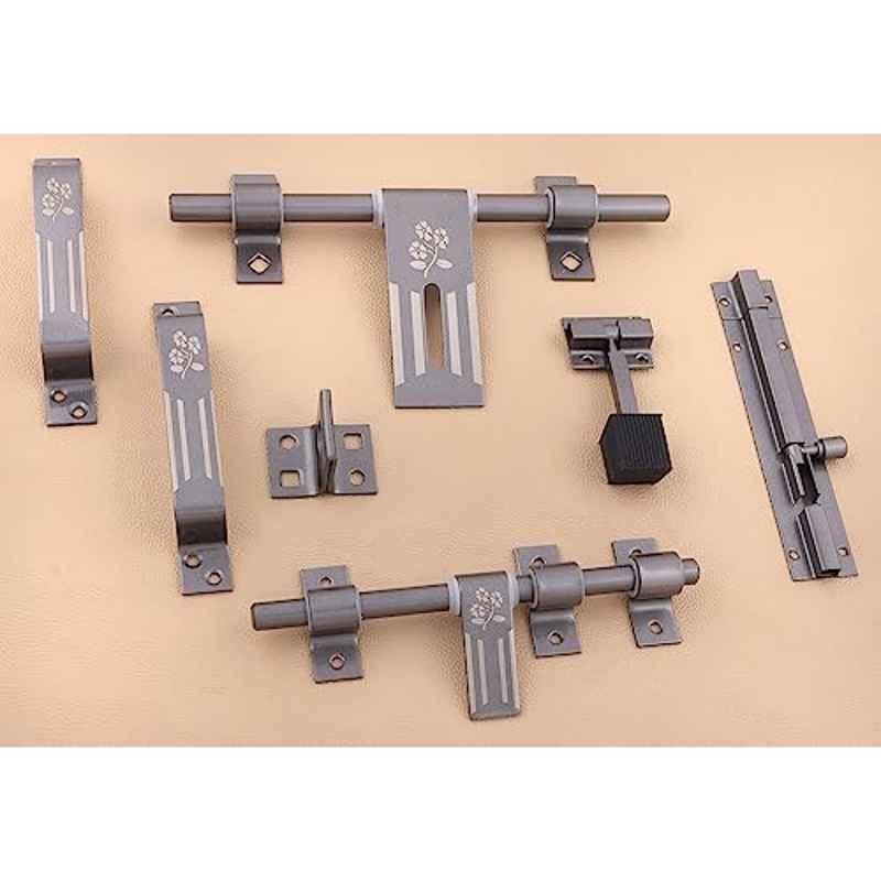 Jovial 6 Pcs Stainless Steel Black Satin Single Door Fitting Accessories Kit, 3002