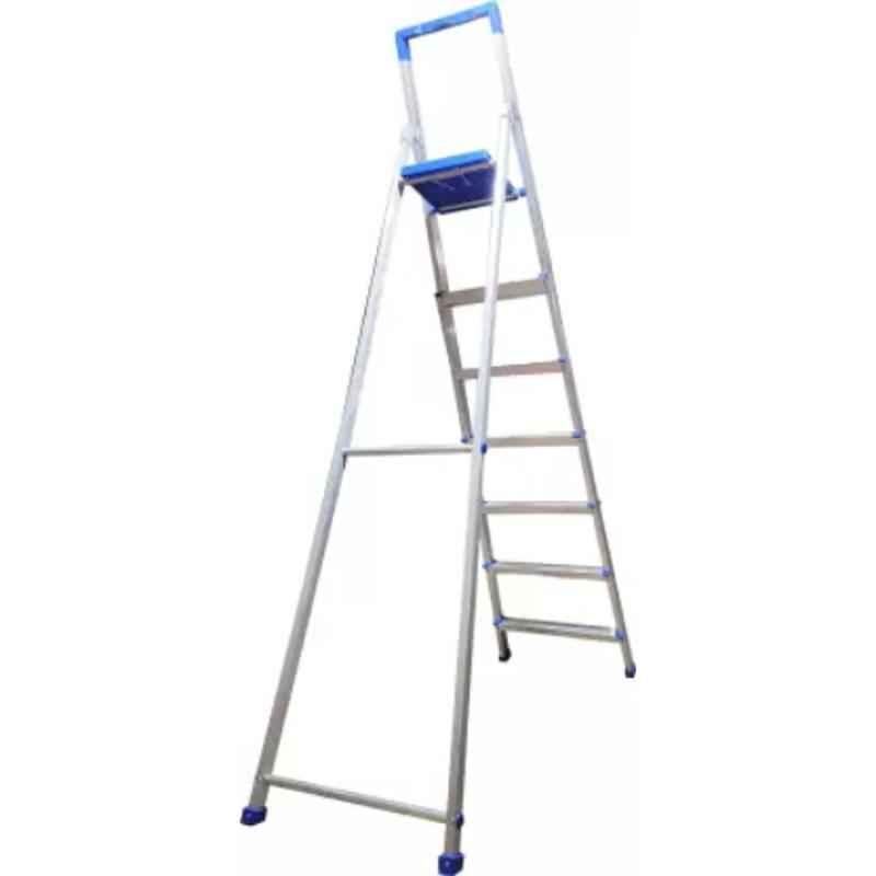TNC Homemate 150kg 7 Steps Aluminium & Plastic Silver & Blue Foldable Ladder with Platform, N711
