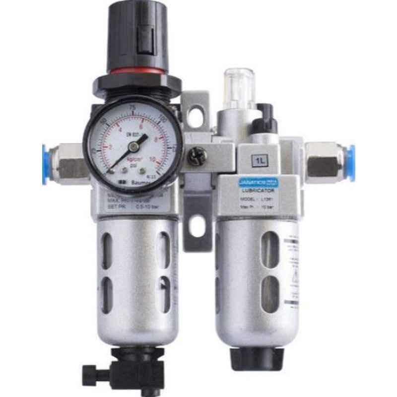 Janatics 1/2 inch BSP Filter Regulator Combination Lubricator Modular with Gauge, FRCLM156334/W