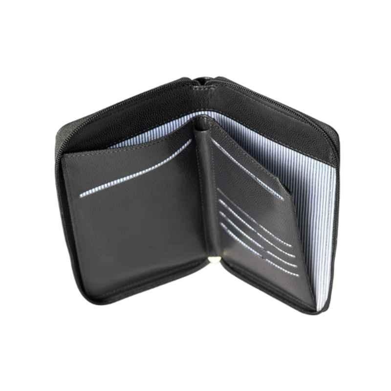 All Sorted Faux Leather Black Passport Holder with Card, Currency & Sim Card Slots