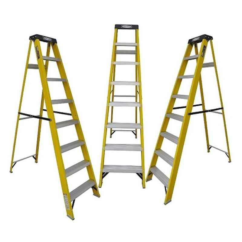 Ladderman 7 Step FRP Fiber Glass Yellow Electrical Shock Proof Safety Ladder, LMT-2107