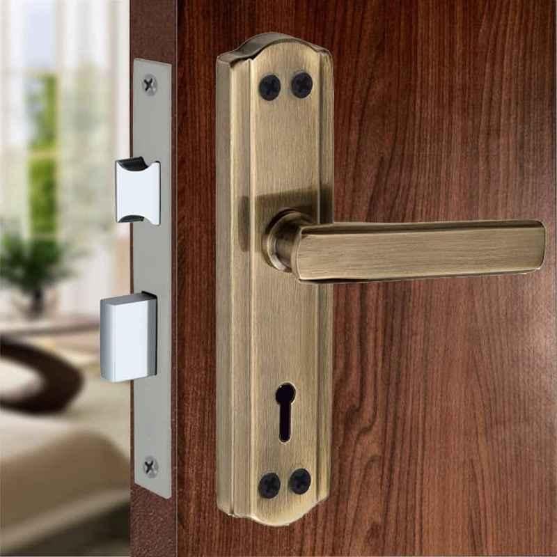 Screwtight 7 inch Iron Antique Brass Finish Heavy Duty Mortise Handle Door Lock Set, AZMPH001-BA