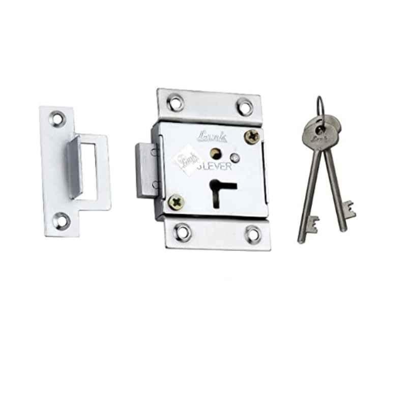 Link 65mm 6 Lever Silver Universal Drawer & Cupboard Lock with 2 Keys, 803