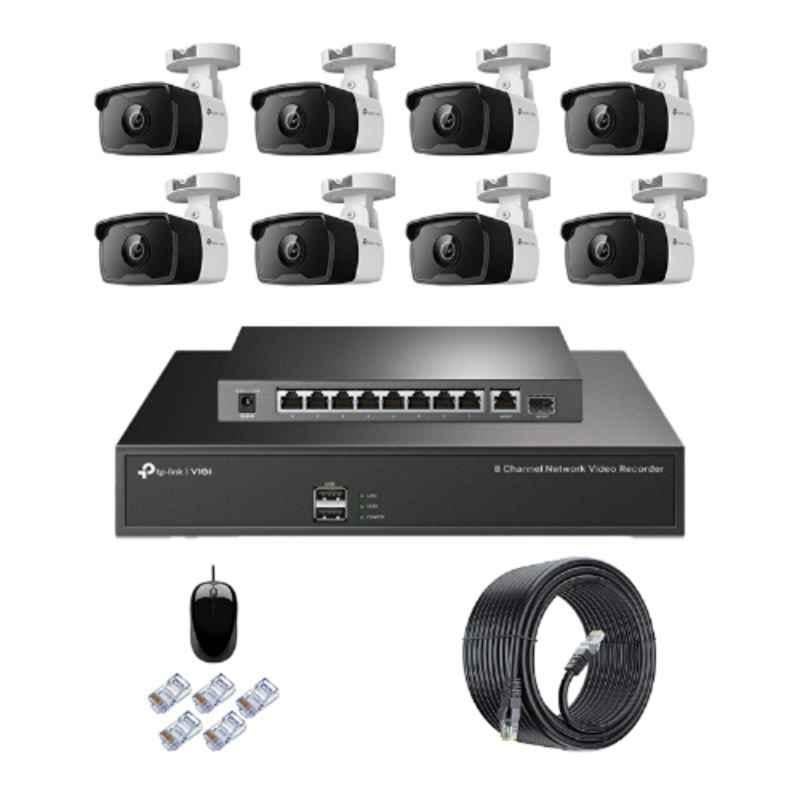TP-Link VIGI C340I 4MP Outdoor Network IP Combo Kit with 8 Channel NVR, 8 Cameras, 10 Port POE Switch, D-LINK 100M LAN Cable & Connectors