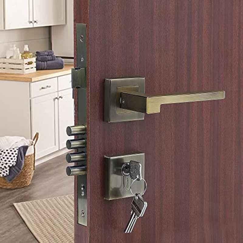 Saze Rose Stainless Steel 304 Antique Finish Mortise Door Lock Handle Set, LB-306