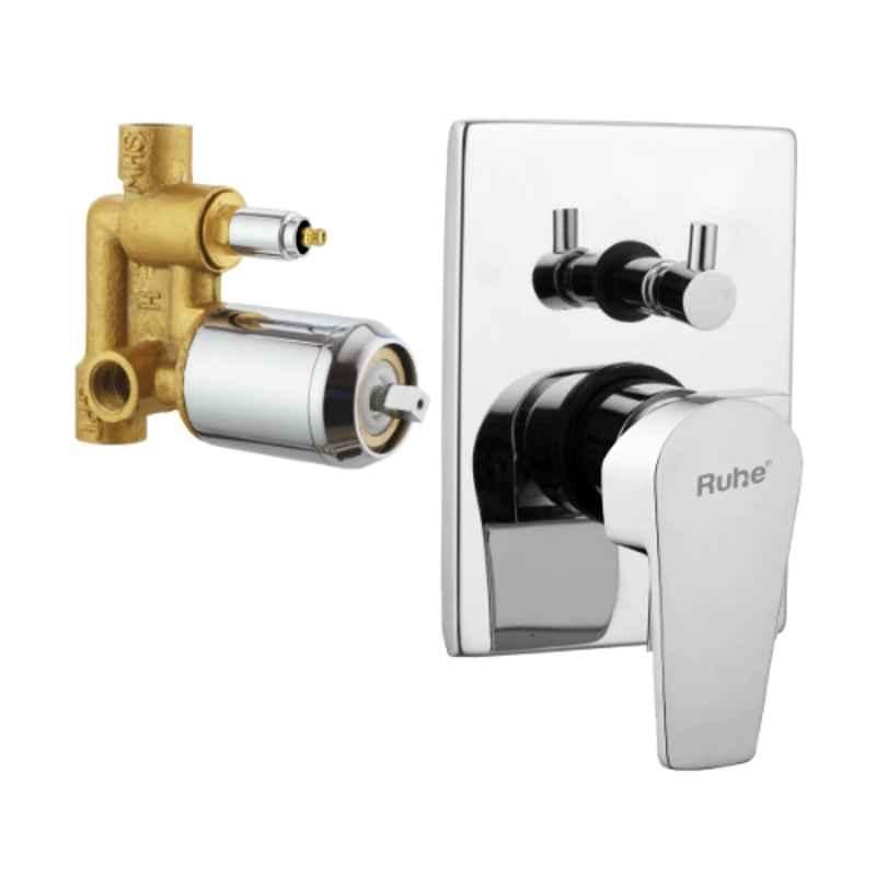 Ruhe Elixir Brass Chrome Finish Single Lever 2-inlet Hi Flow Complete Diverter Set, 11-0121