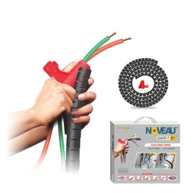 Noveau Safe-T-1ST 34mm 1.5mm Virgin HDPE Black Cable Zipper with Colour Box, NSFZ34BK1105