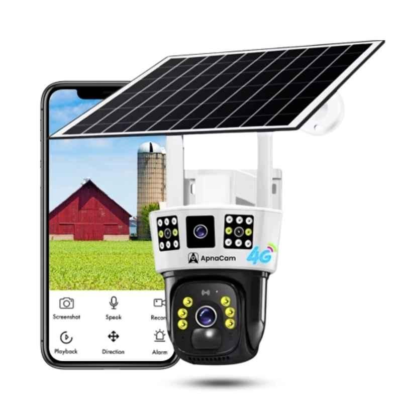 ApnaCam 5MP 4G PT Solar Powered SIM Camera with 30m IR, Night View, IP66 Weatherproof, Motion Detection, SD Card Support & Built-in Alarm