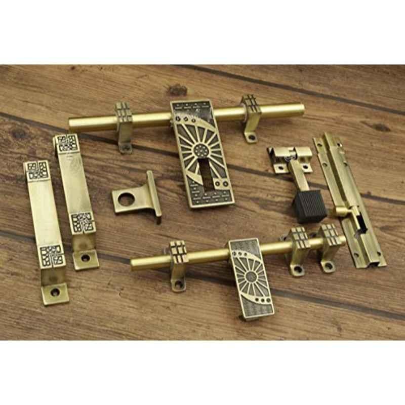 Jovial 6 Pcs Aluminium Antique Brass Single Door Fitting Accessories Kit, 1013-KT-123
