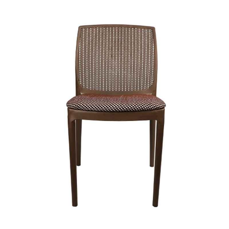 Diya Beeta Brown Solid Back Cushion Plastic Chair without Arm