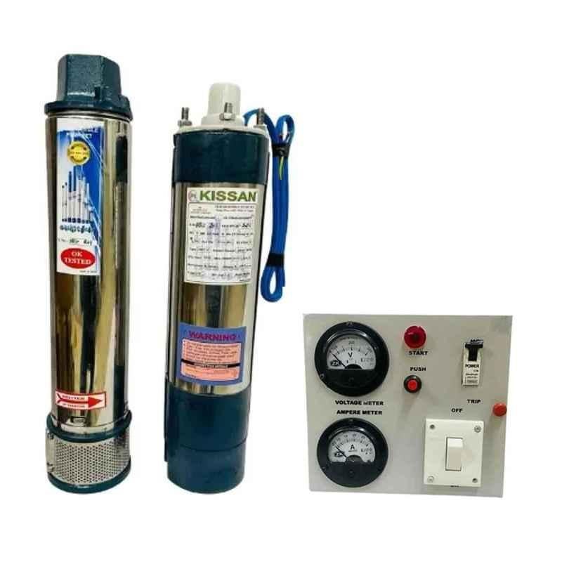Pro Kissan 1HP 8 Stage Oil Filled Submersible Pump with Control Panel & 6 Months Warranty, Total Head: 80-120 ft