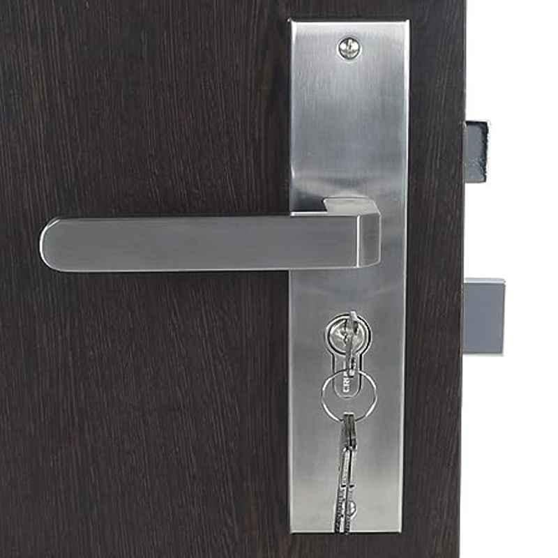 Handle Waala LB303-CYS-BSK 8 inch 60mm Stainless Steel Silver Cylindrical Plate Both Side Key Mortise Door Lock Set