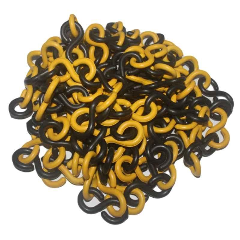 Ladwa 5m Plastic Yellow & Black S Hook Type Safety Barrier Cone Chain, LDW-5MTR-PLASTICHAIN-Y&B