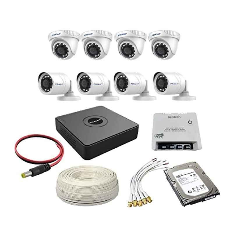 Prama 2MP 4 Pcs Bullet & 4 Pcs Dome CCTV Camera with 8 Channel DVR, 1TB Hard Disk & 70 m Wire Kit