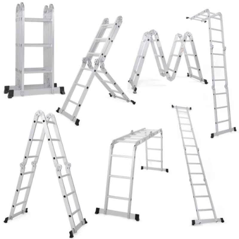 Equal 150kg 12 Steps Aluminium Silver Multipurpose Folding Ladder, EALM-403