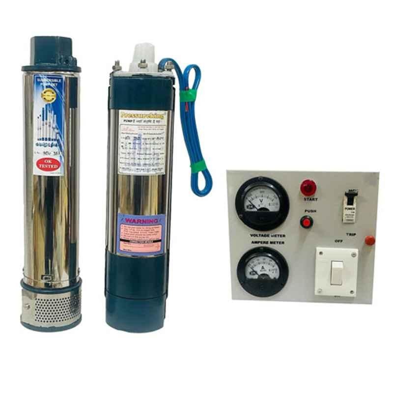 Pressureking 1HP 10 Stage Oil Filled Submersible Pump with Control  Panel 1 Year Warranty, Total Head: 100-150 ft